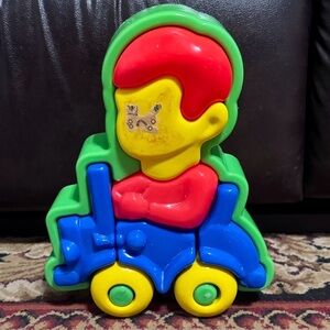 Vintage Colorful Puzzle Tractor Toy